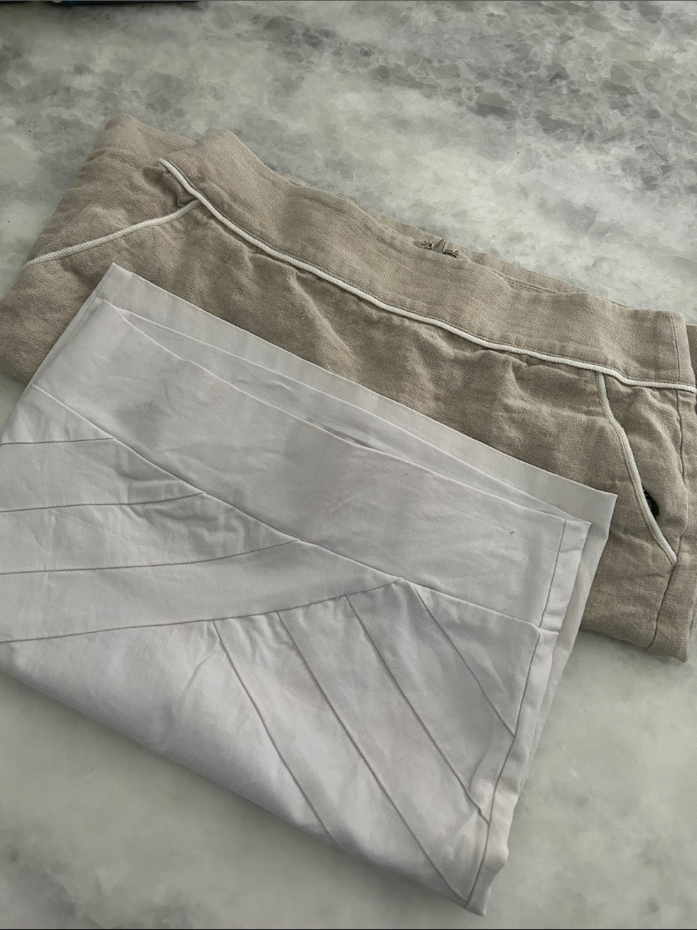 Neutral Linen Skirt and White Skirt Set